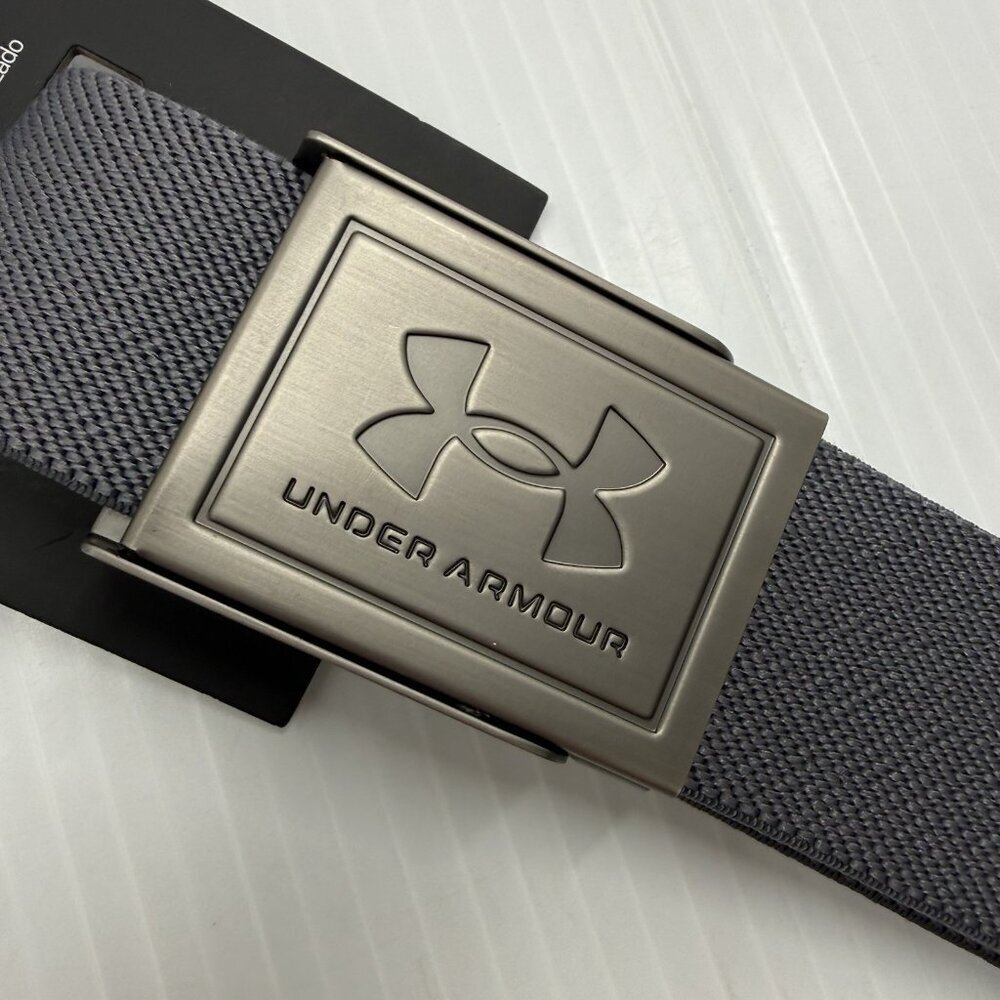 Under Armour Webbing Belt Mens OSFM Adjustable Tactical Casual Golf Gray NWT - Picture 3 of 7